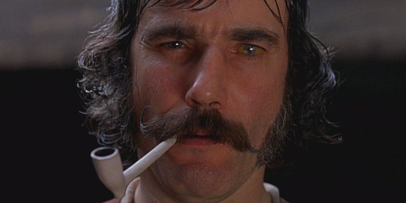 Daniel Day Lewis as William Poole with a pipe in his mouth