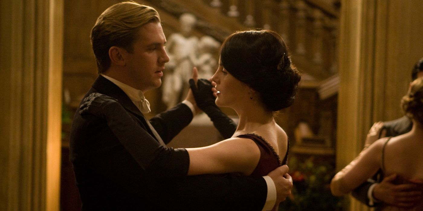 Matthew, played by Dan Stevens, dancing with Mary, played by Michelle Dockery, in Downton Abbey Season 2, Christmas Special.