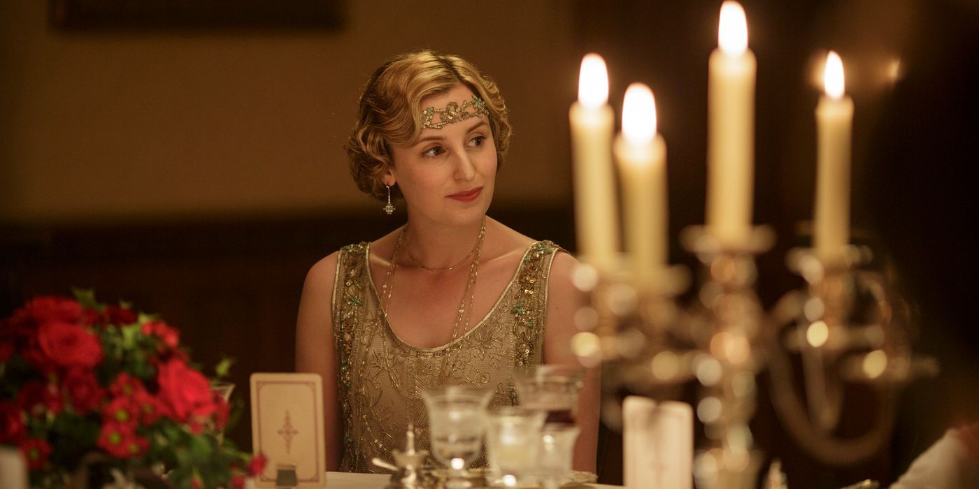 Edith, played by Laura Carmichael, dining in Downton Abbey Season 6, Episode 9.