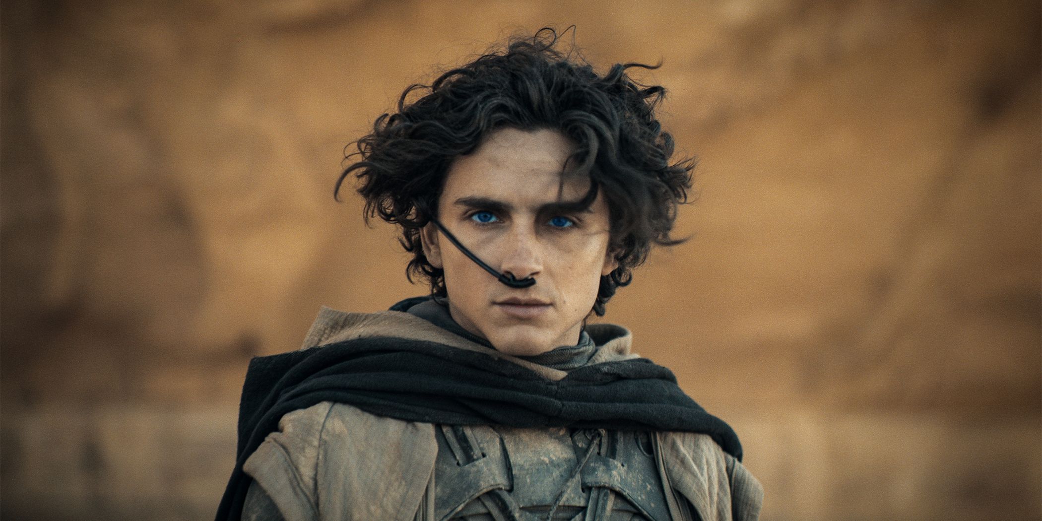  Timothée Chalamet looking intensely into the camera as Paul Atreides in Dune: Part Two
