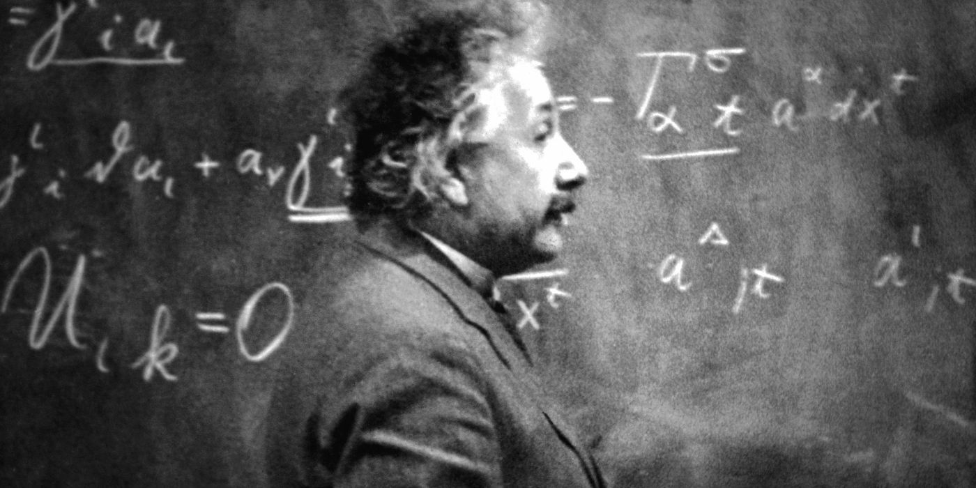 DO NOT USE Albert Einstein standing beside a chalkboard in Einstein and the Bomb.