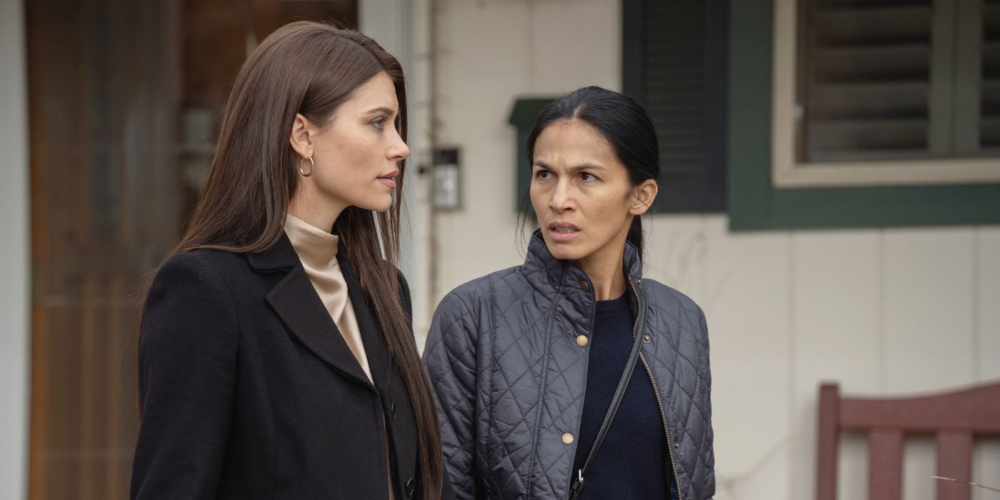 Eva De Dominici and Elodie Yung as Thony and Nadia in The Cleaning Lady Season 3.