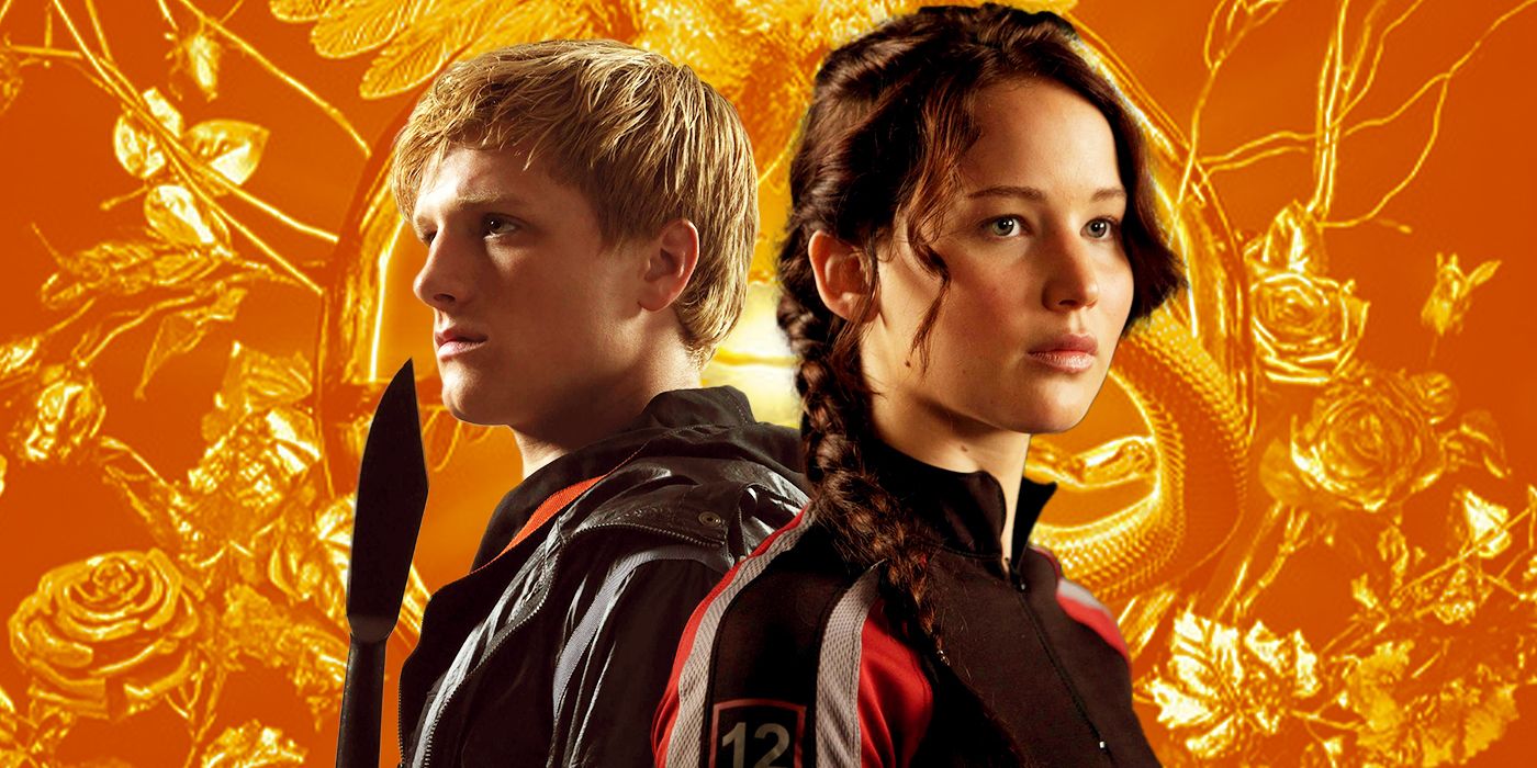 Jennifer Lawrence as Katniss and Josh Hutcherson as Peeta in The Hunger Games