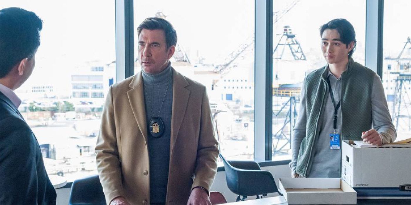 Dylan McDermott is deep in conversation in FBI: Most Wanted