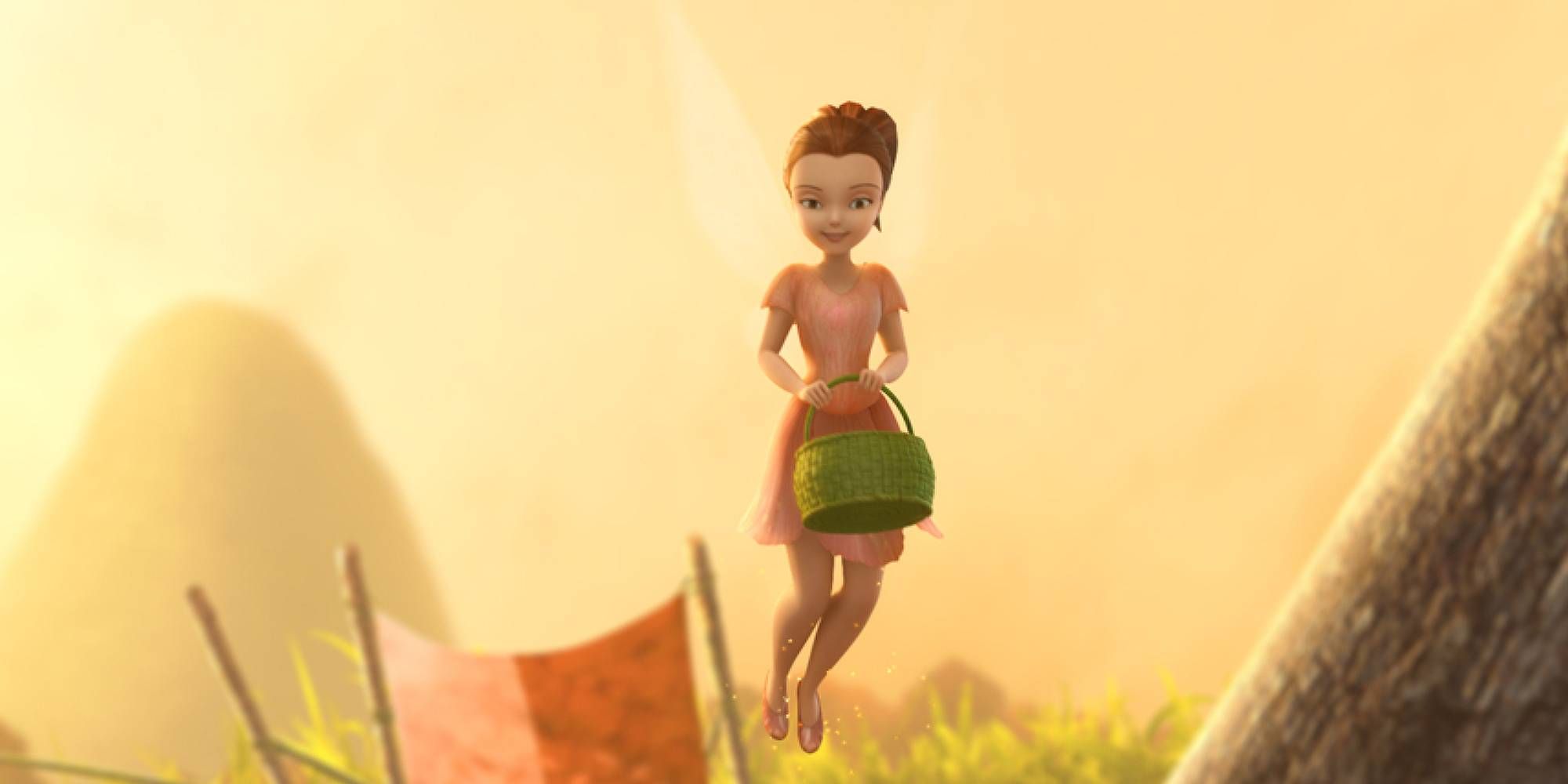 Fern flying with a basket in Pixie Hollow Games.