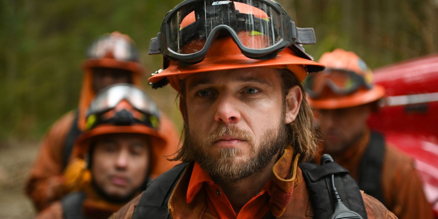 Max Thieriot as Bode Donovan in his firefighter gear in Fire Country Season 2 Episode 3 