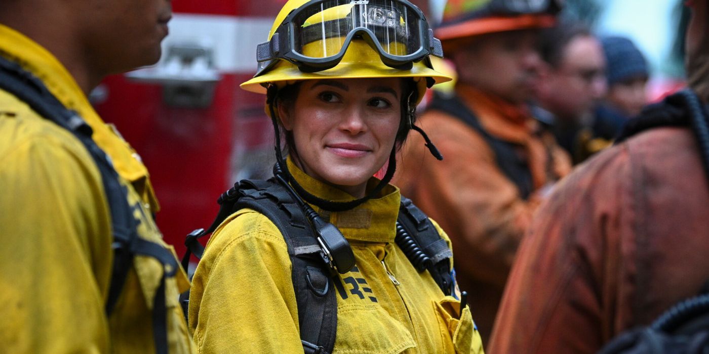 Stephanie Arcila as Gabriela Perez, in her firefighter gear, in Fire Country Season 2 Episode 3 