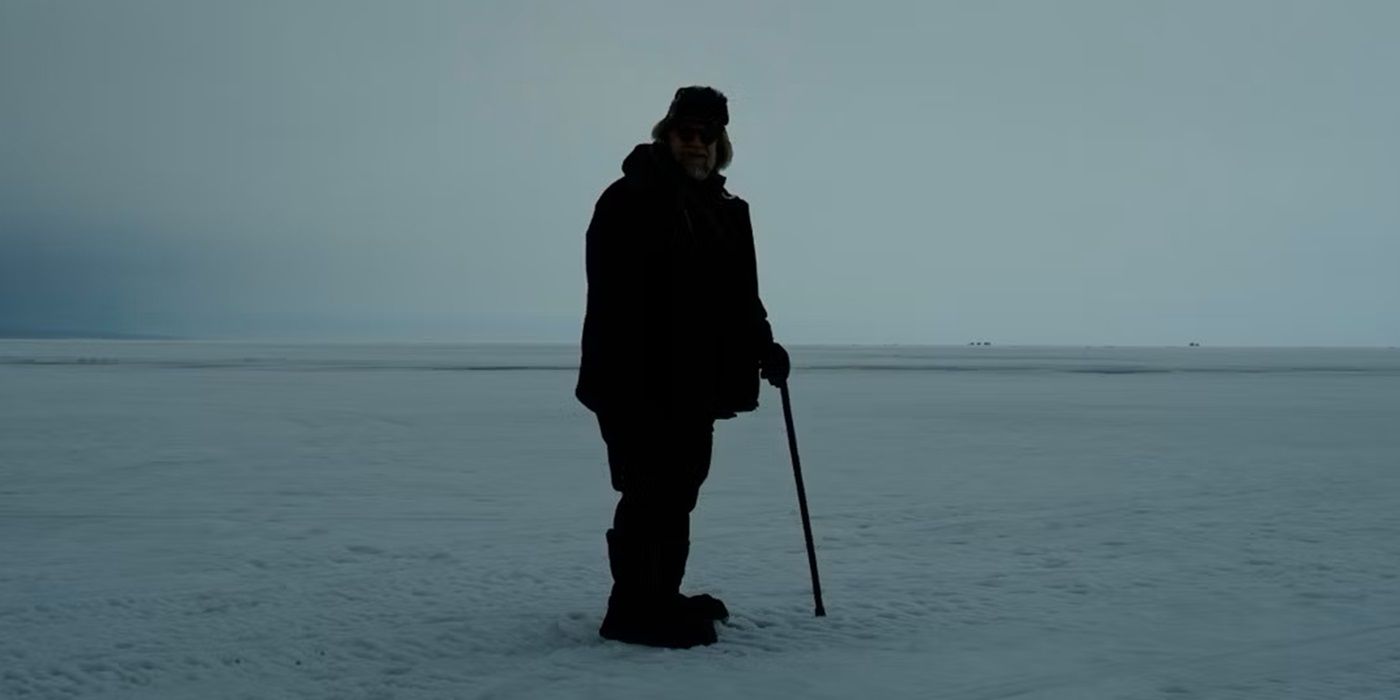 Guillermo del Toro scouting a frozen landscape for Frankenstein