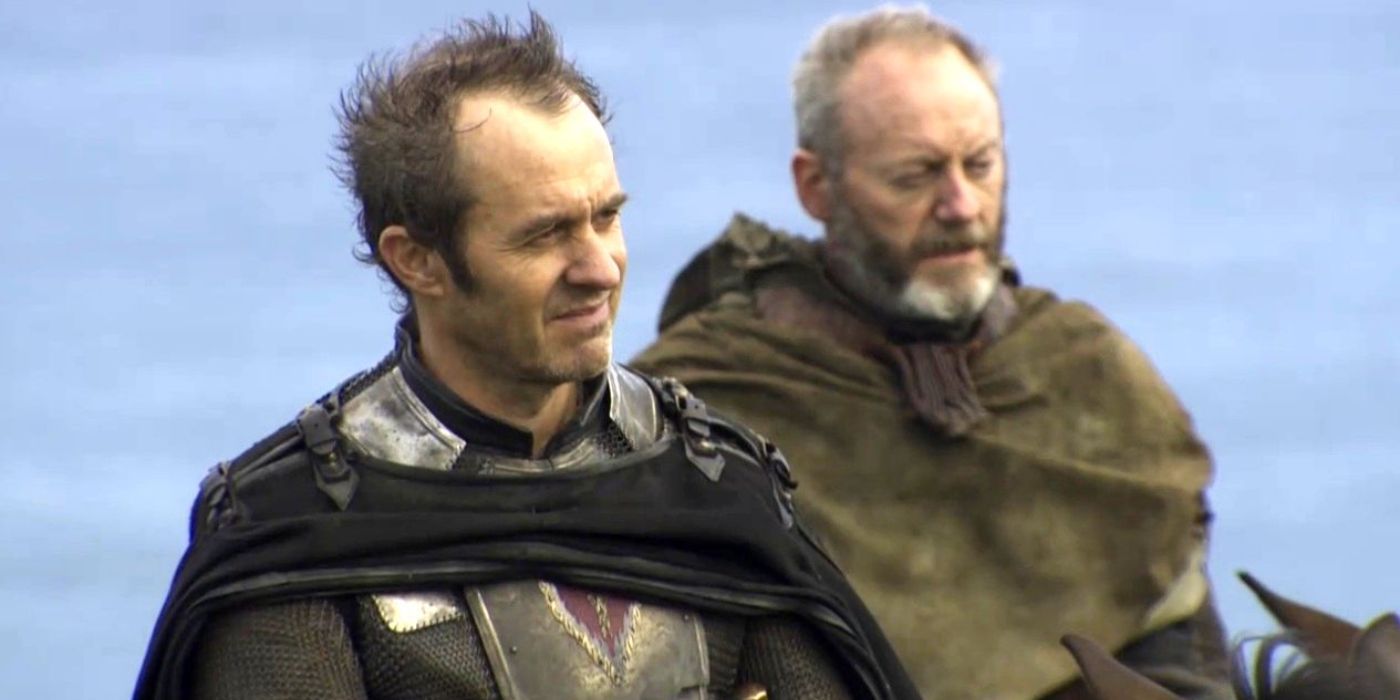 Stannis Baratheon and Davos Seaworth on horses