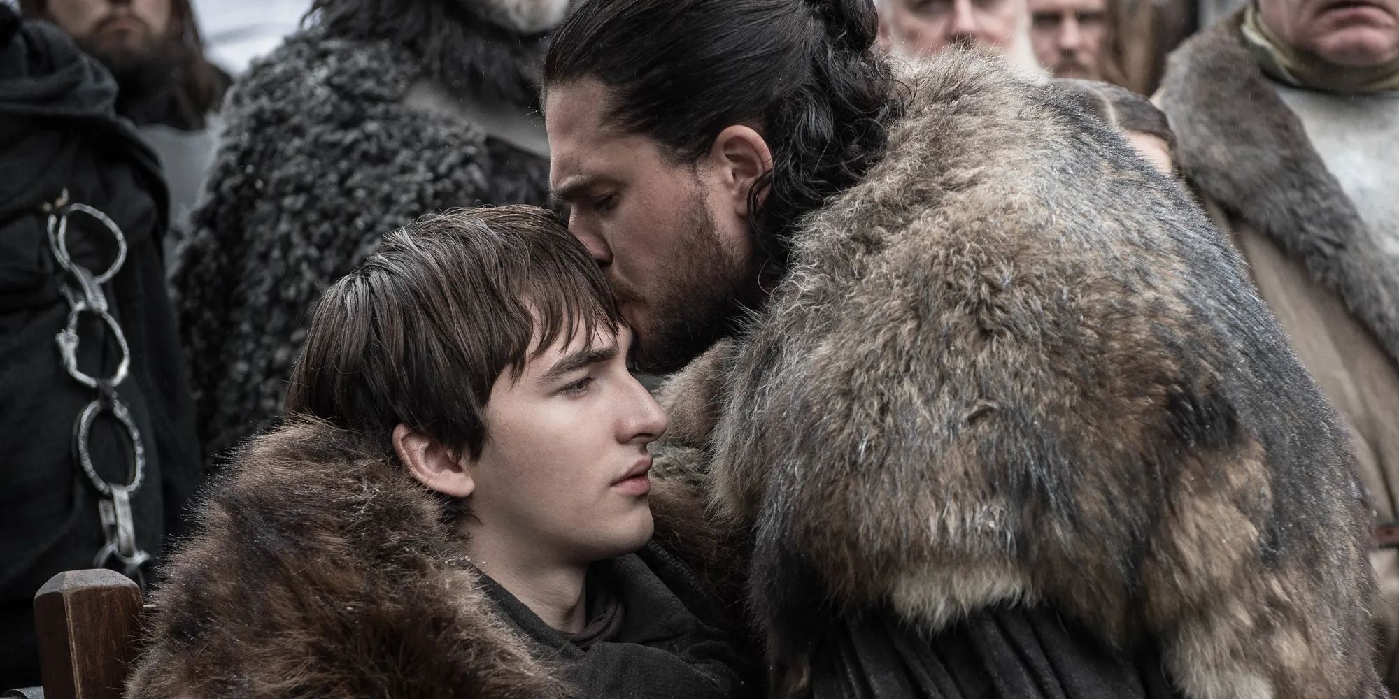 Jon Snow (Kit Harington) says goodbye to Bran (Isaac Hempstead Wright) in Game of Thrones