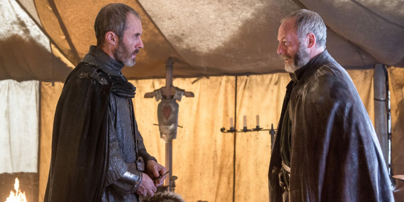 Stannis Baratheon and Davos Seaworth in a tent