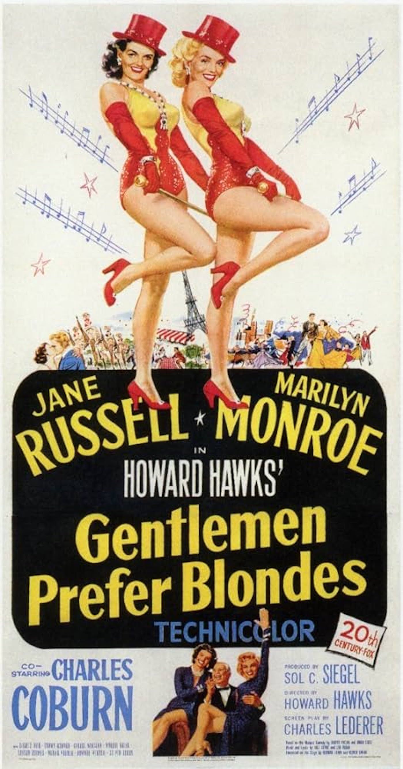 Marilyn Monroe and Jane Russell on the Gentlemen Prefer Blondes movie poster