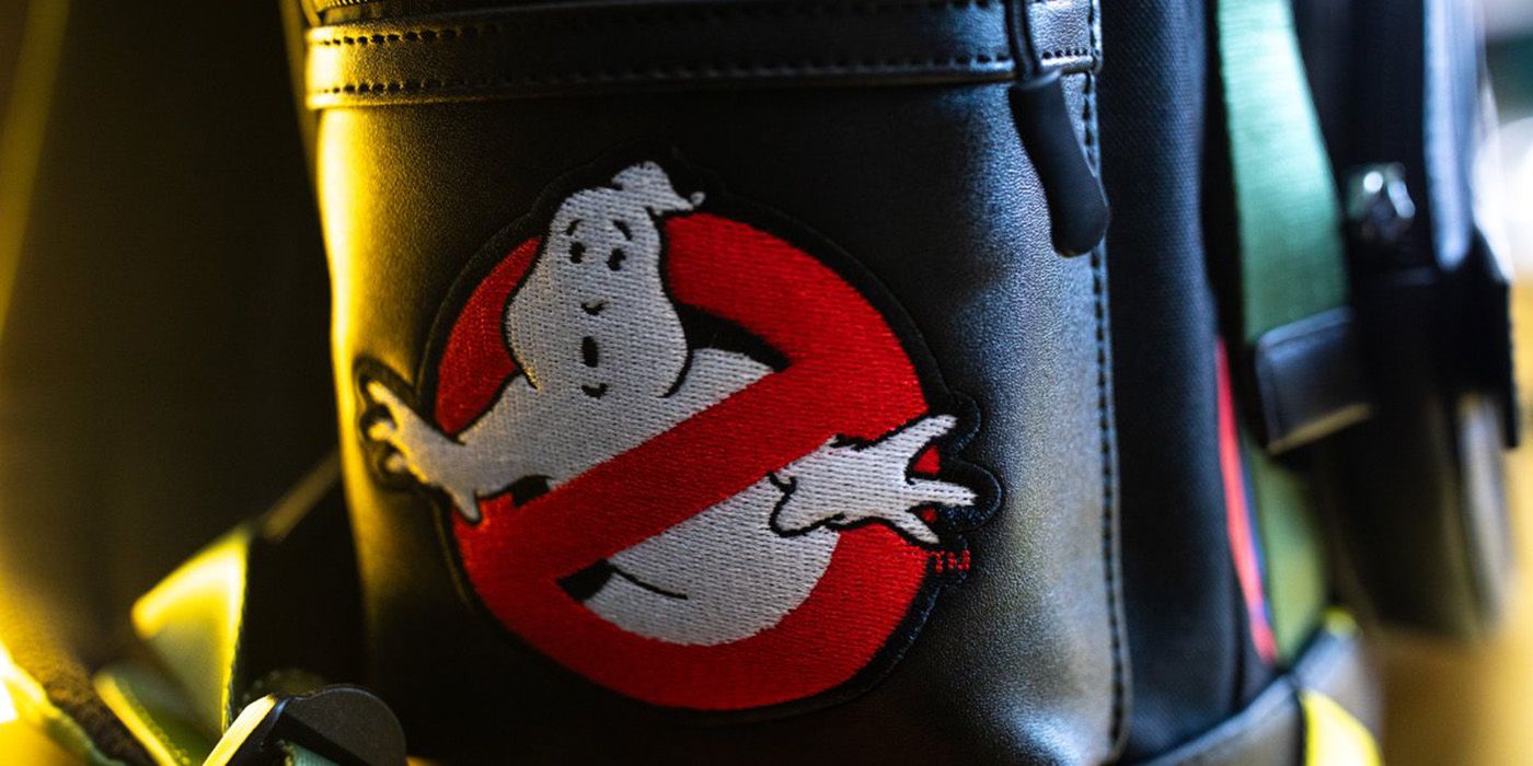 A close up on the pocket detail for the AMC x Loungefly Ghostbusters bag