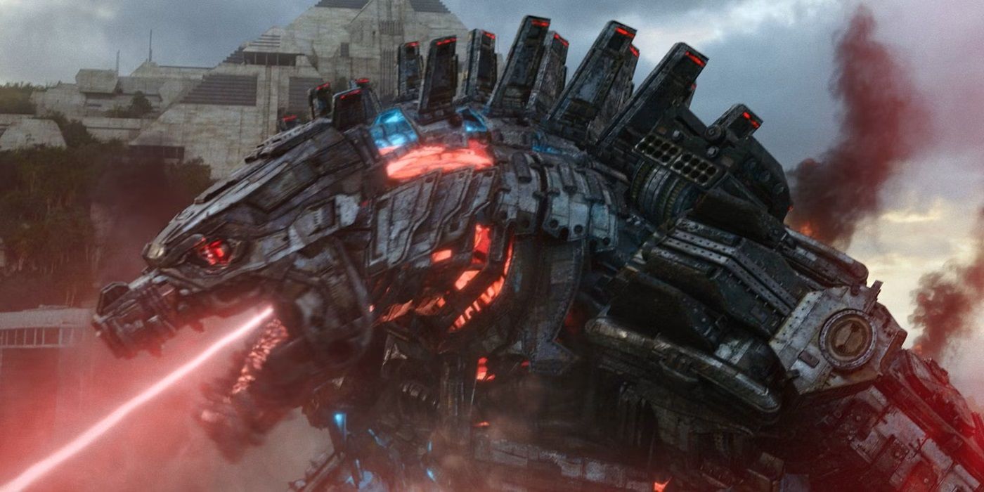 Mechagodzilla blasting a pink beam from its mouth in Godzilla vs Kong