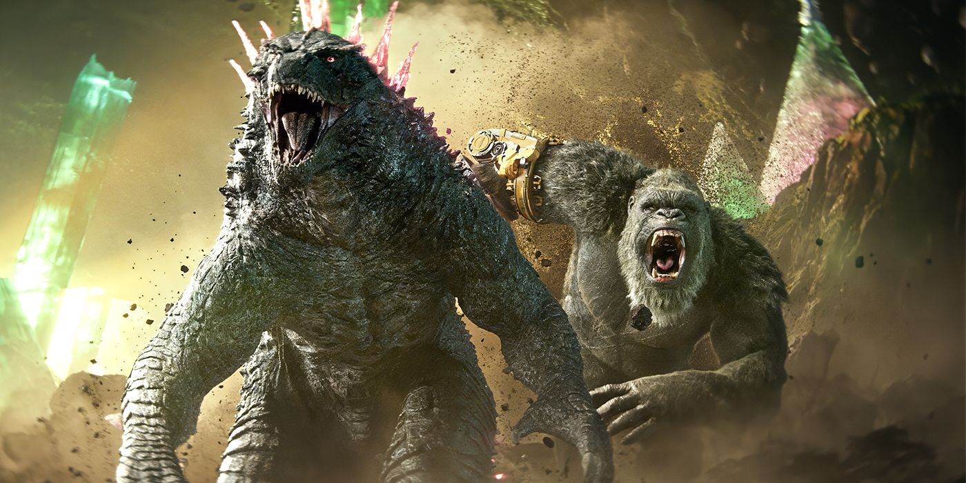 Godzilla and King Kong running together in Godzilla x Kong: The New Empire