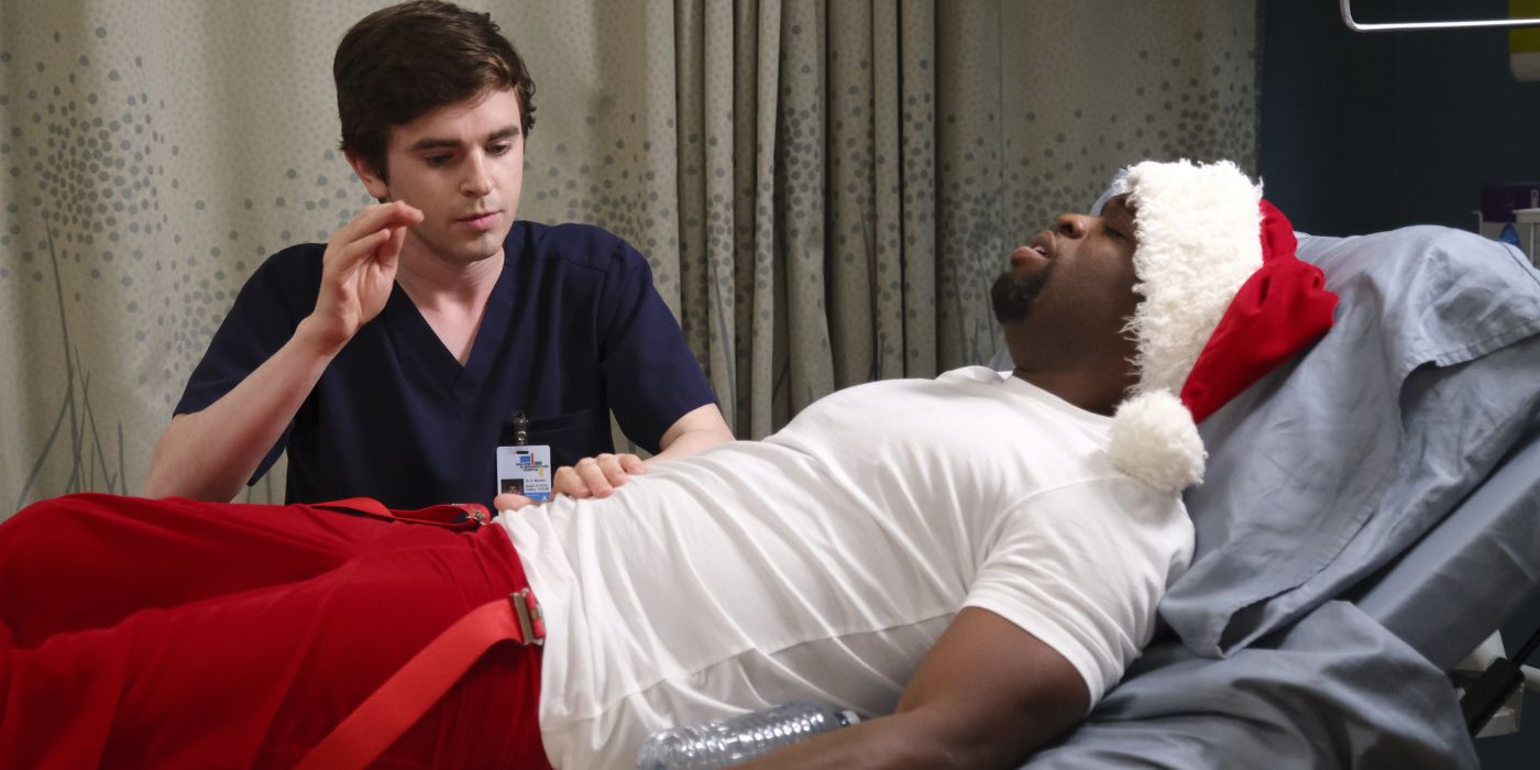 Dr. Murphy with a patient dressed as santa in The Good Doctor 