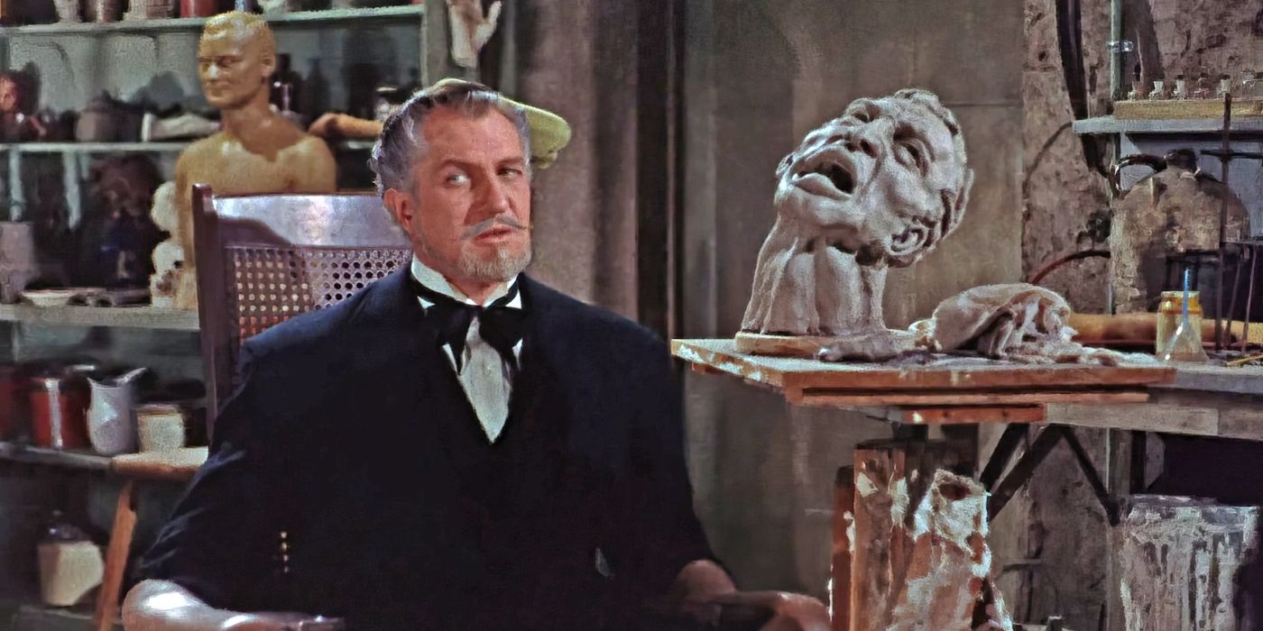 Professor Henry Jarrod, sitting in a studio next to a bust of a clay man in House of Wax