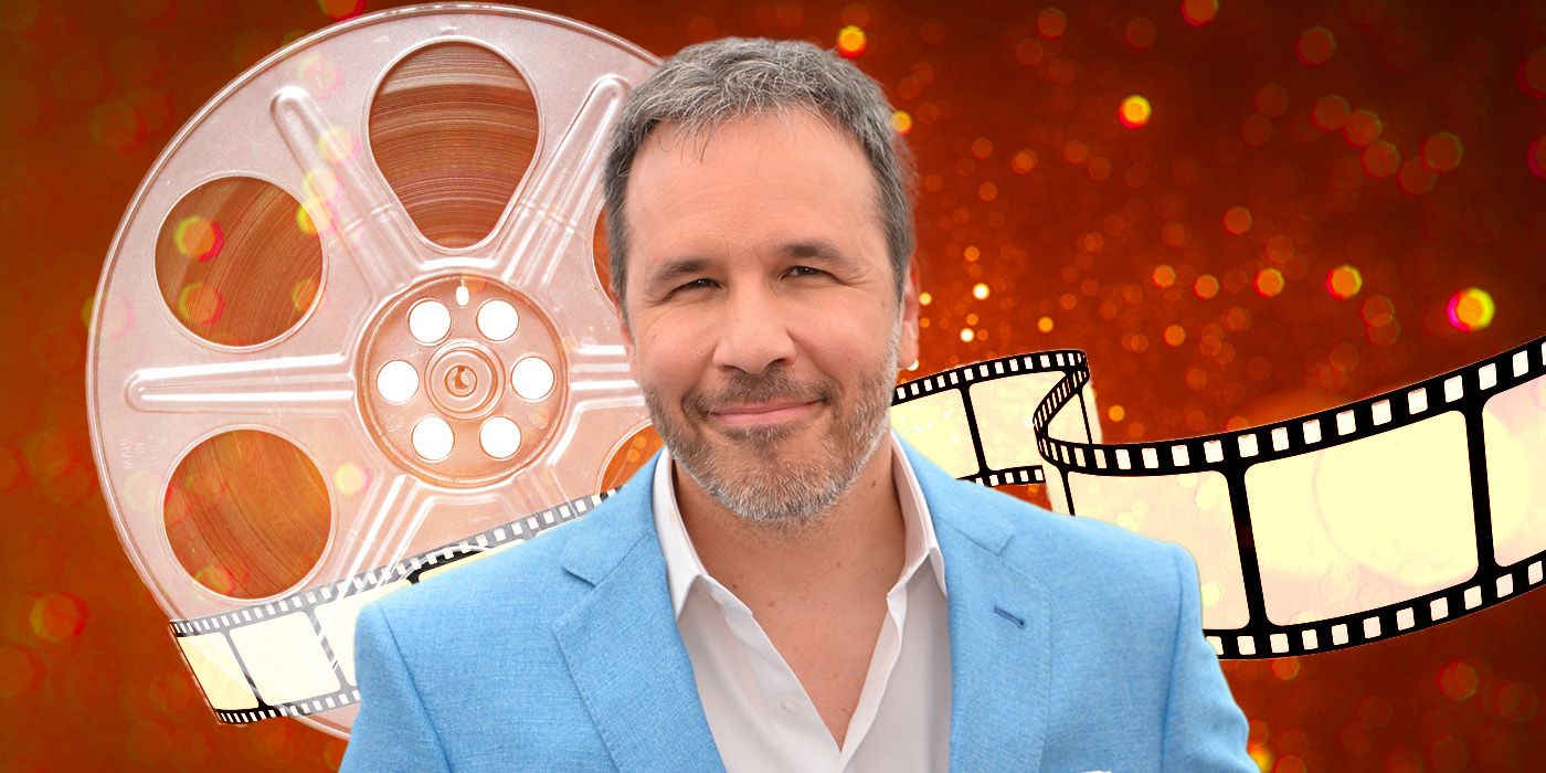Custom Image of director Denis Villeneuve against a red background with a reel and film
