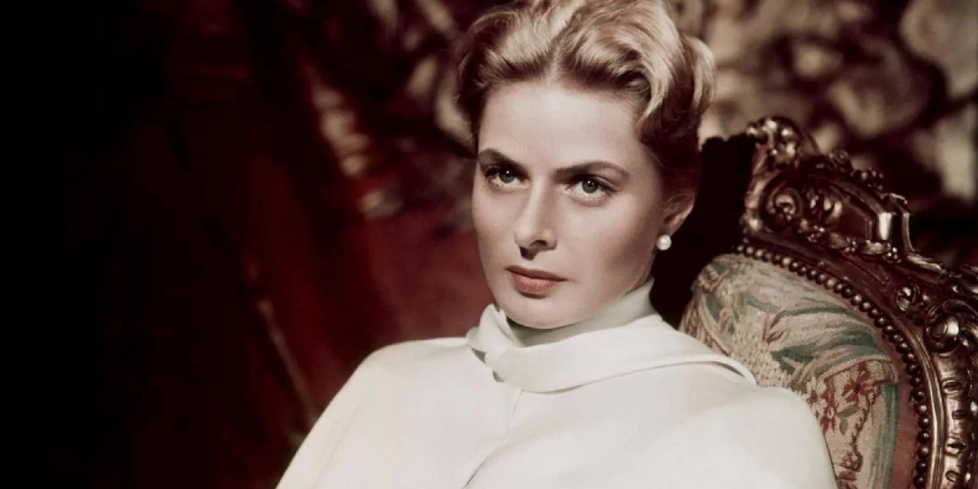 Ingrid Bergman as Anna Koreff, looking serious in Anastasia.