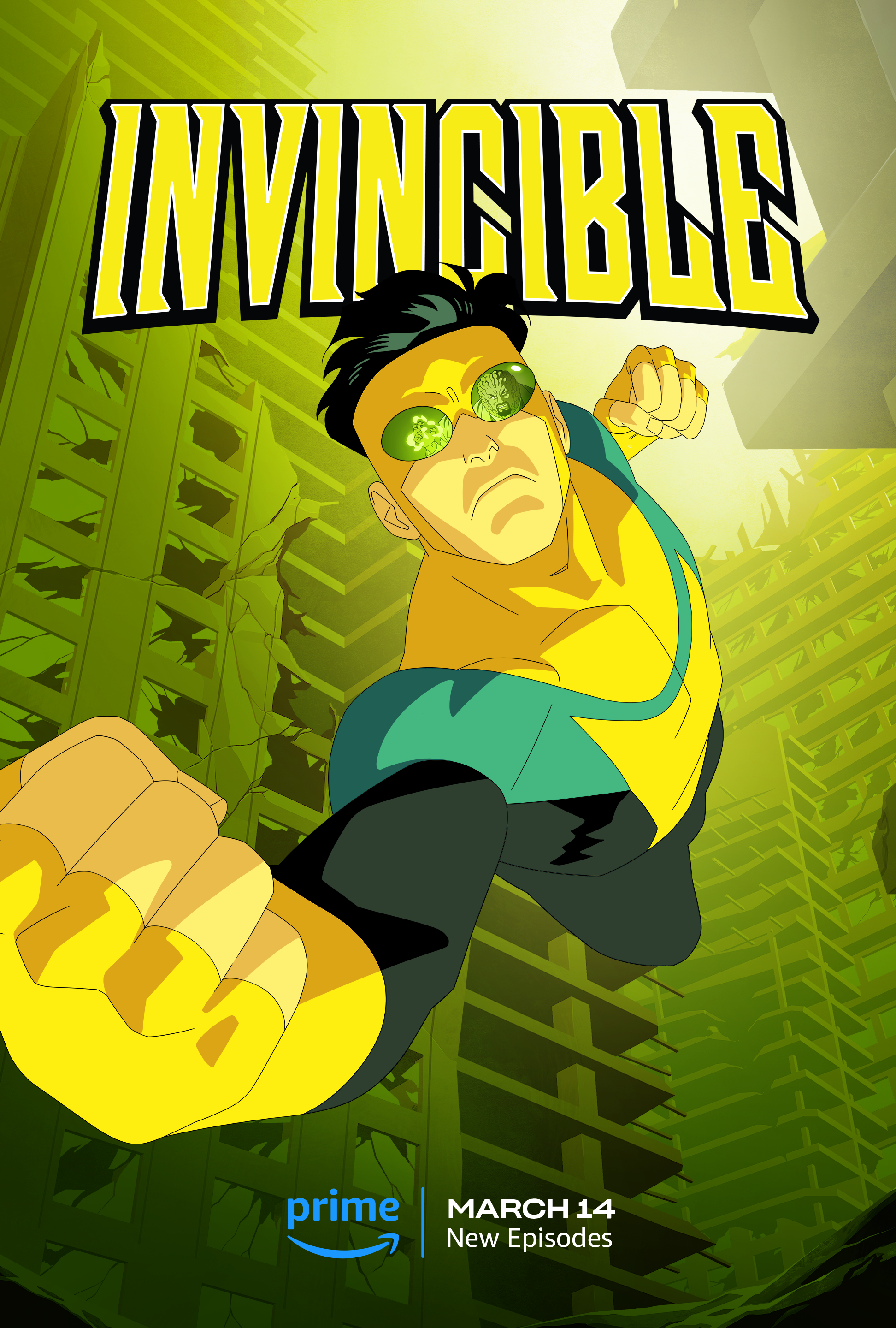 Invincible Season 2 Part 2 poster featuring title character mid-flight