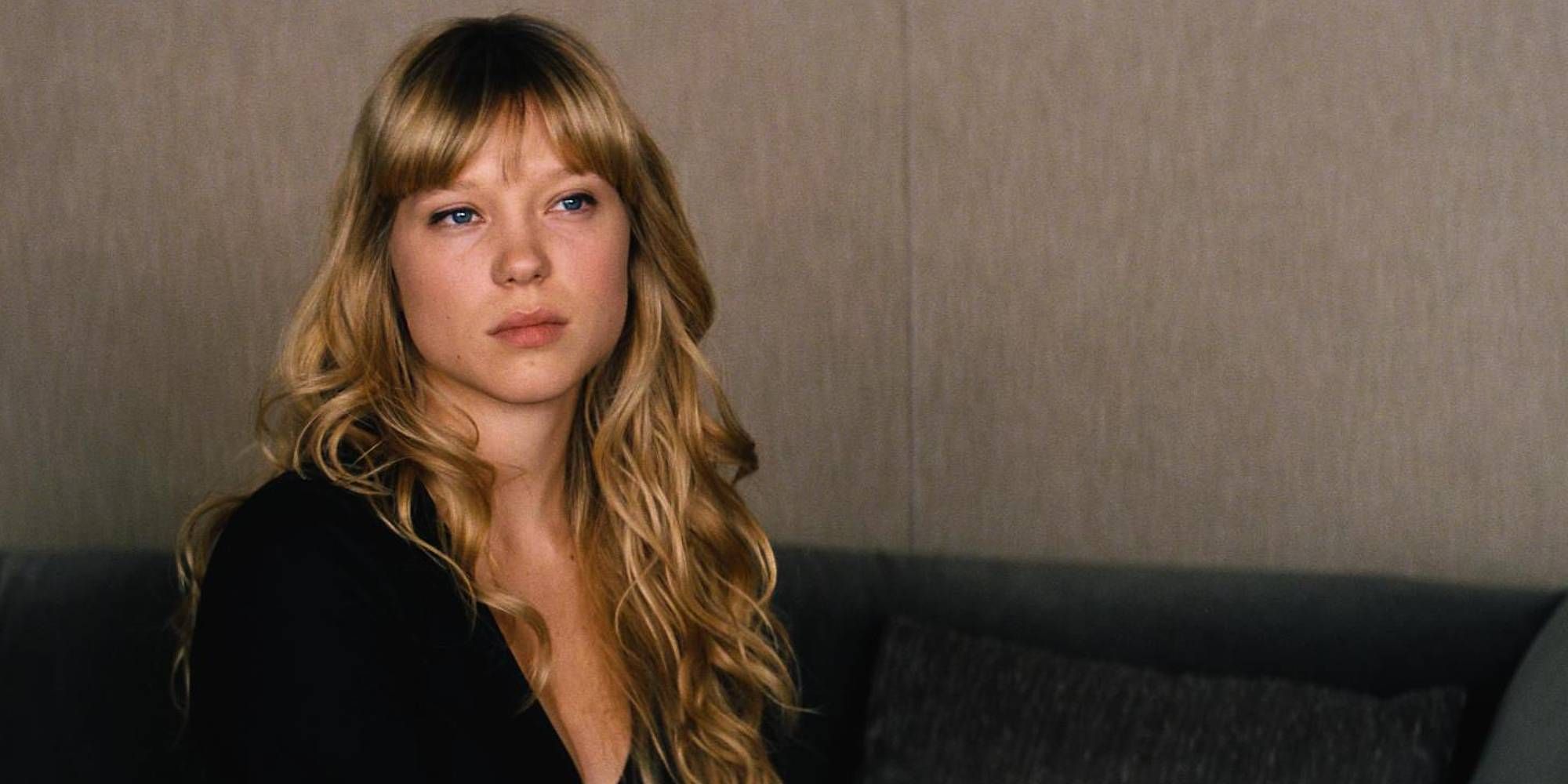 Léa Seydoux looking at something or someone off-camera in Mission: Impossible - Ghost Protocol.