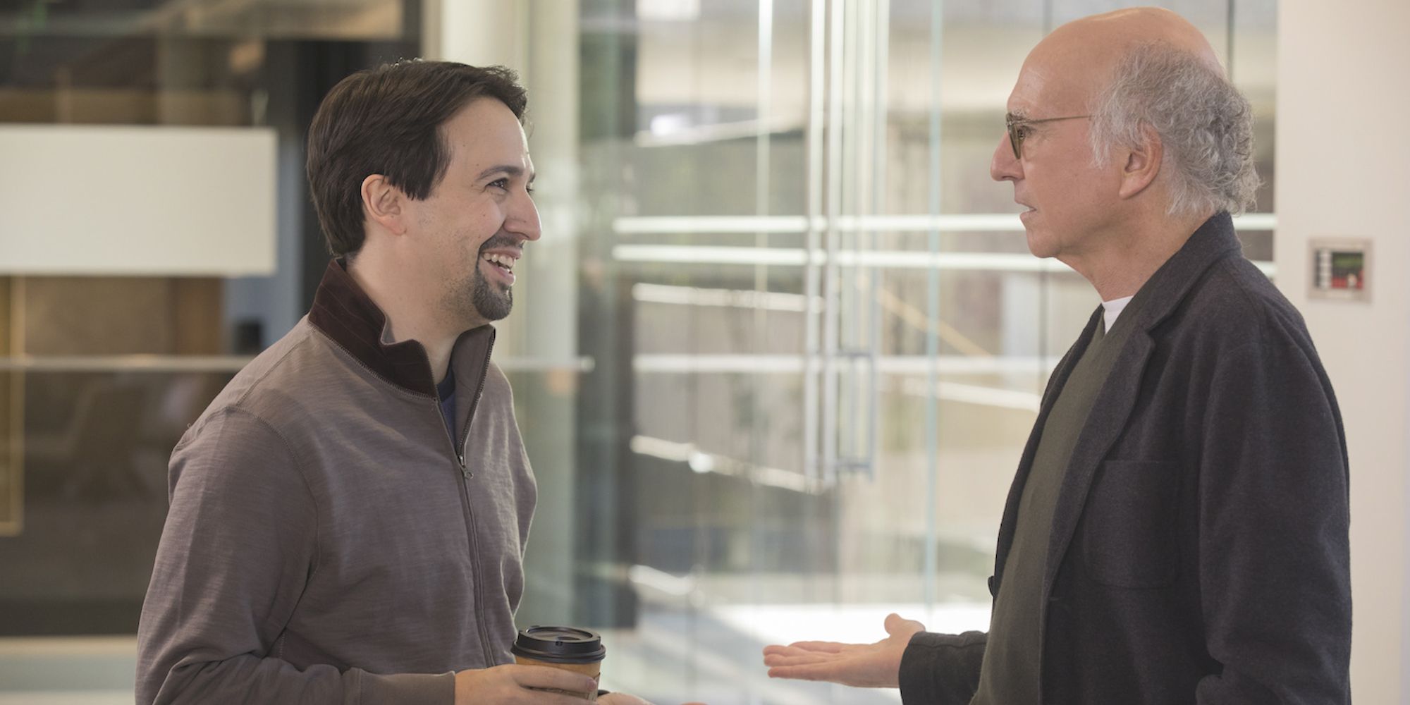 Lin Manuel Miranda and Larry David in 'Curb Your Enthusiasm'