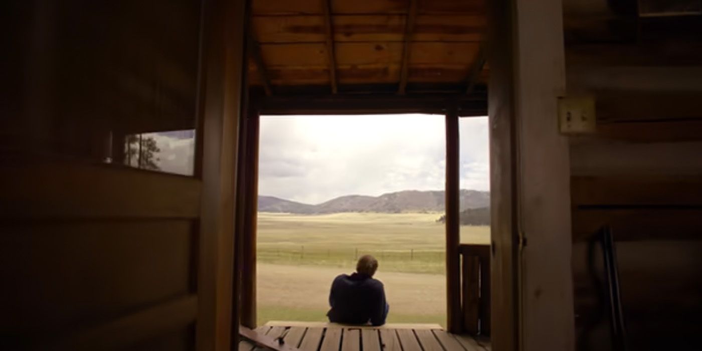 Walt Longmire (Robert Taylor) rests on his porch in an epic Western shot in the 'Longmire' episode 