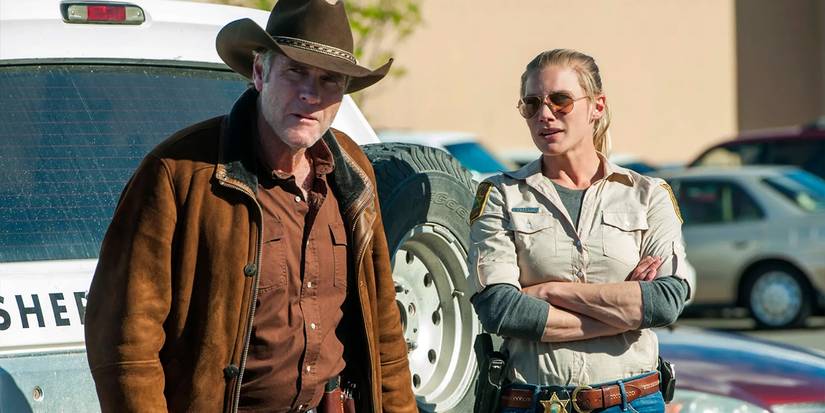 Walt Longmire (Robert Taylor) and Vic Moretti (Katee Sackhoff) on 'Longmire'