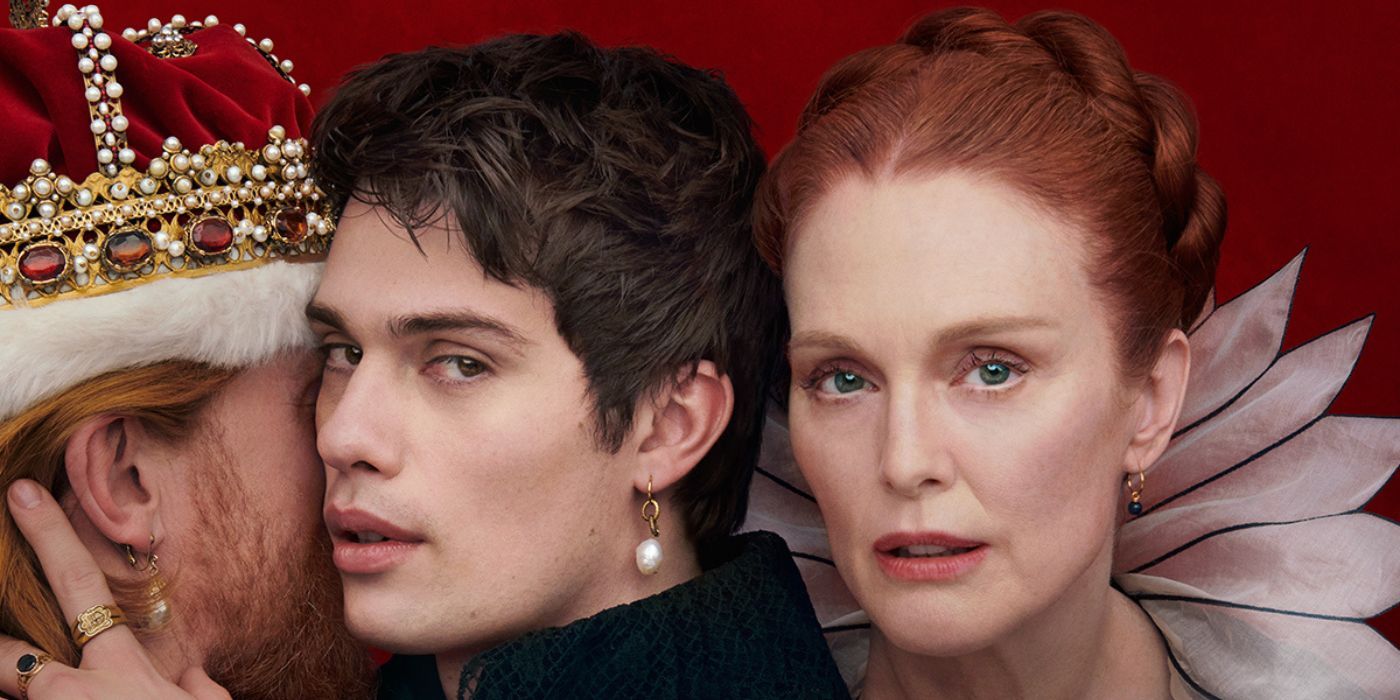 Nicholas Galitzine and Julianne Moore on the poster for Mary & George 