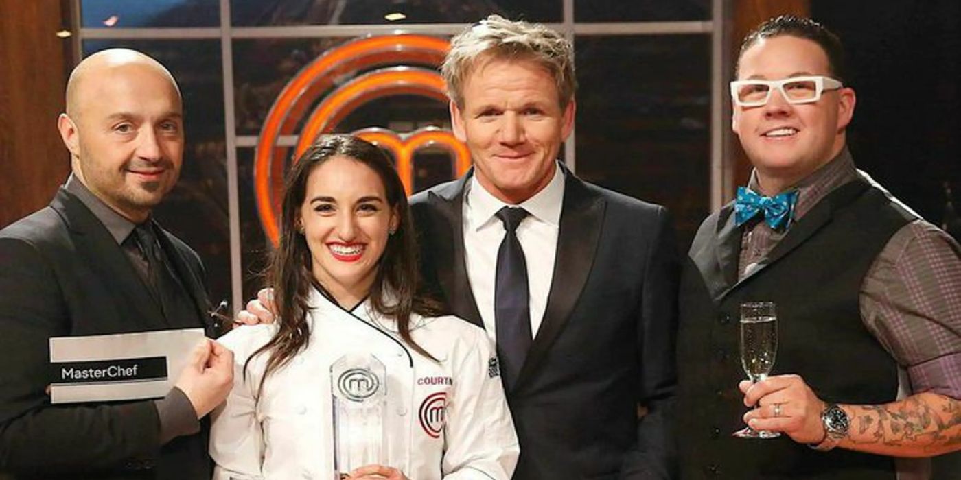 The 'Masterchef' judges pose with a winner