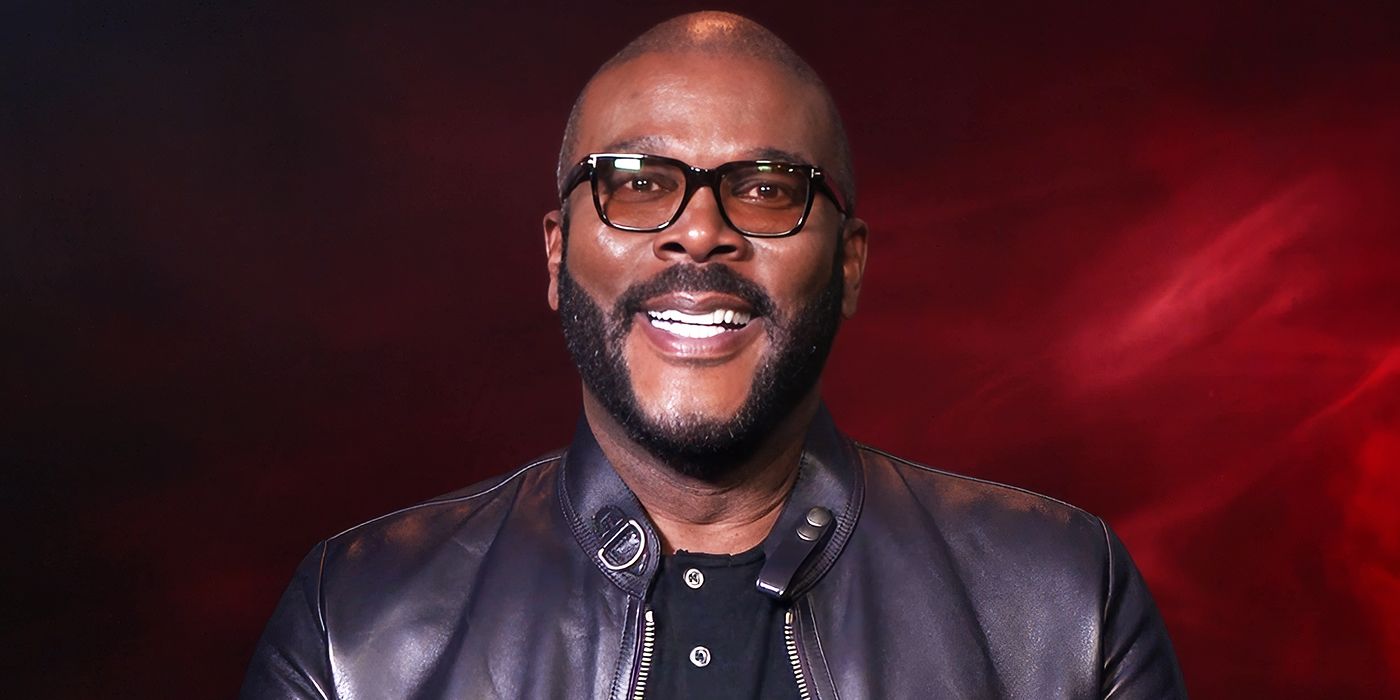 Custom image of Tyler Perry smiling during an interview for Mea Culpa
