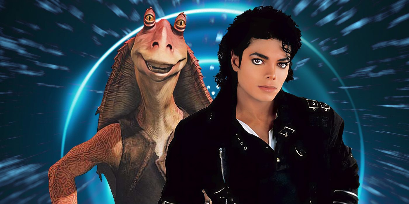 Michael Jackson next to Jar Jar Binks