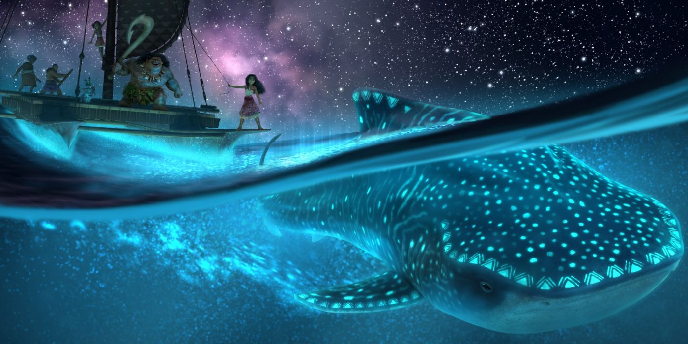 Moana and a whale shark in 'Moana 2'