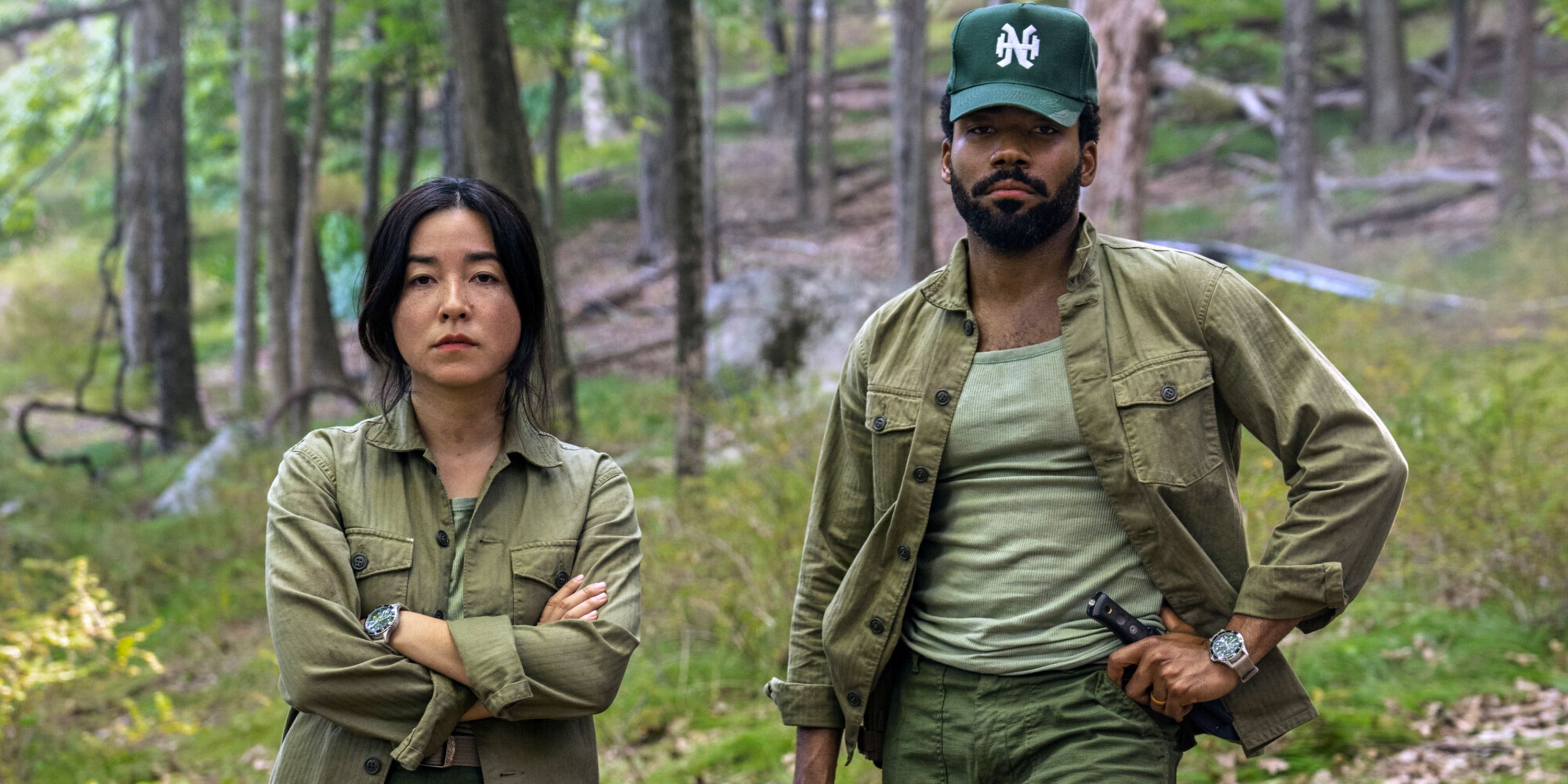 Donald Glover as John Smith and Maya Erskine as Jane Smith in Mr. & Mrs. Smith