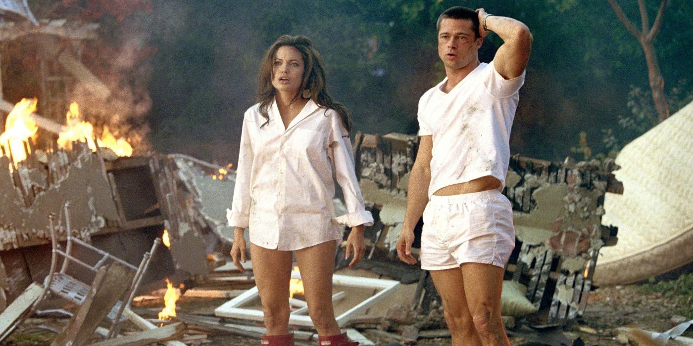 Angelina Jolie and Brad Pitt in Mr. & Mrs. Smith