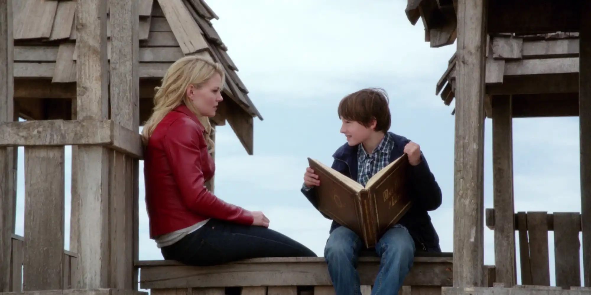 Emma and Henry at the old castle playground in Once Upon a Time