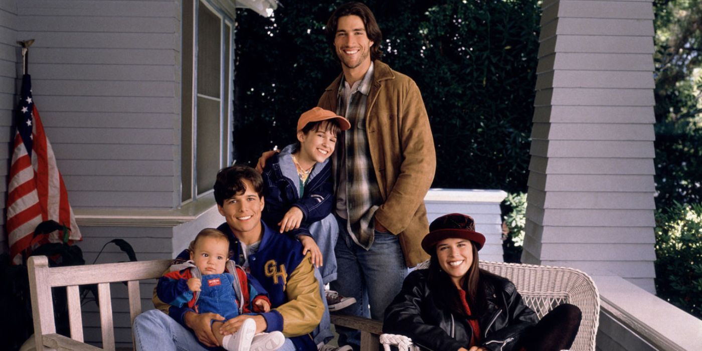 The cast of Party of Five 1994 smiling for a promo photo.