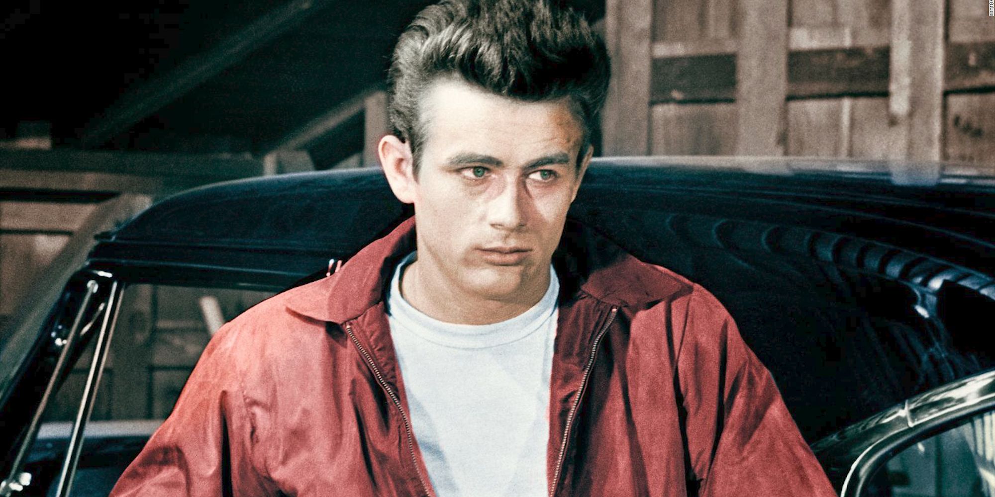 Jim Stark looking intently to a point off-camera in Rebel Without a Cause