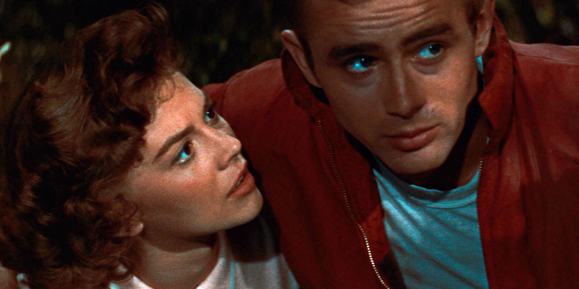 Natalie Wood as Judy looking at James Dean as Jim in Rebel Without a Cause.