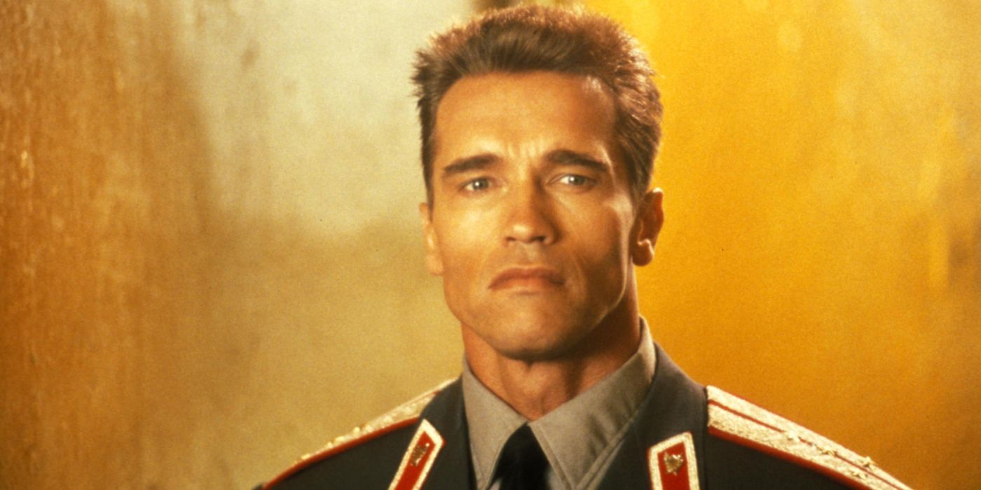 A close-up of Arnold Schwarzenegger in Red Heat