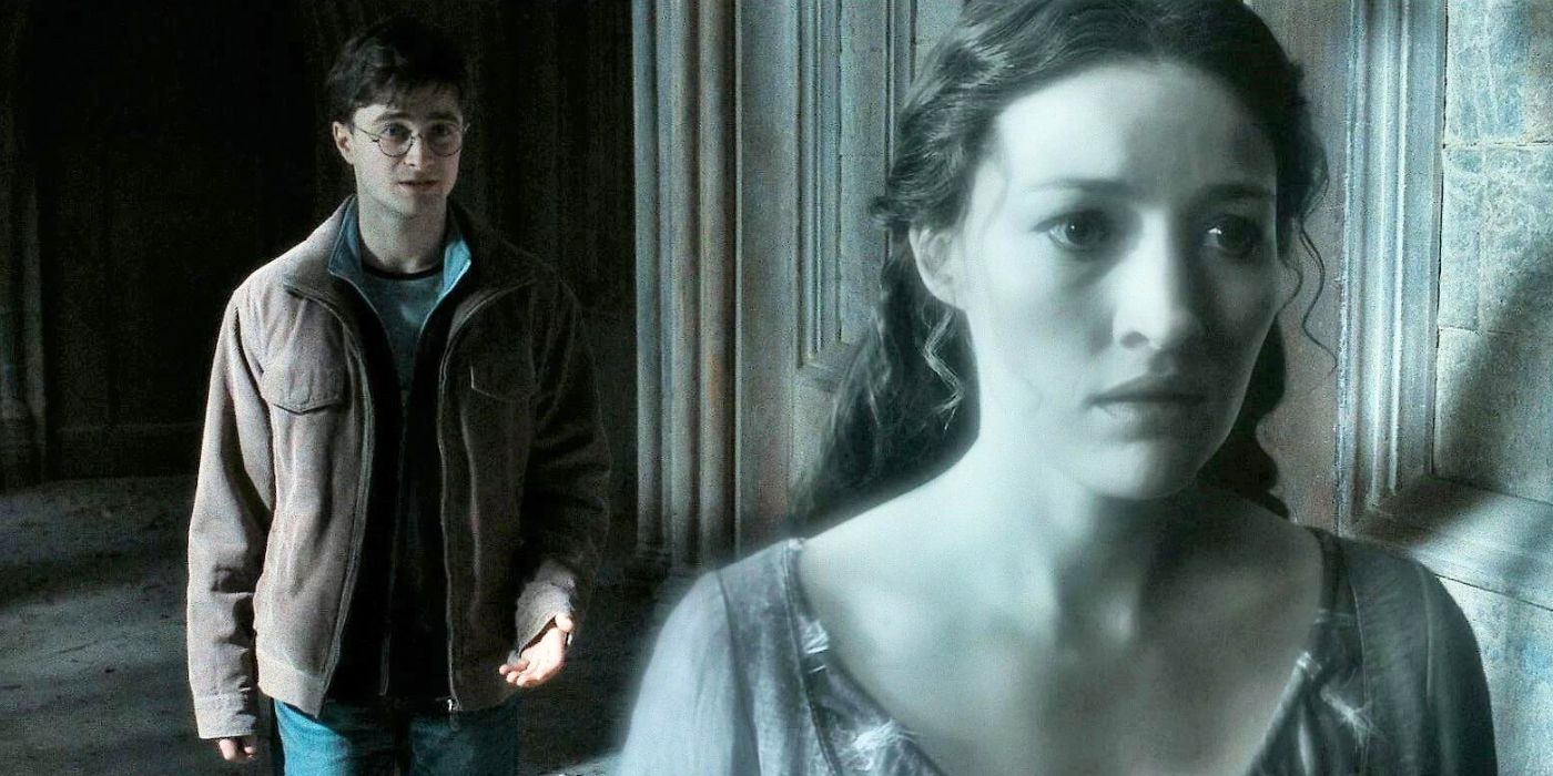 Harry (Daniel Radcliffe) talking to the Grey Lady about Rowena Ravenclaw's Diadem