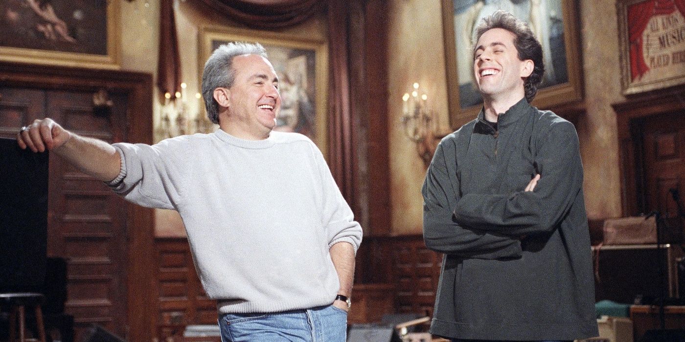 Lorne Michaels and Jerry Seinfeld laughing on SNL