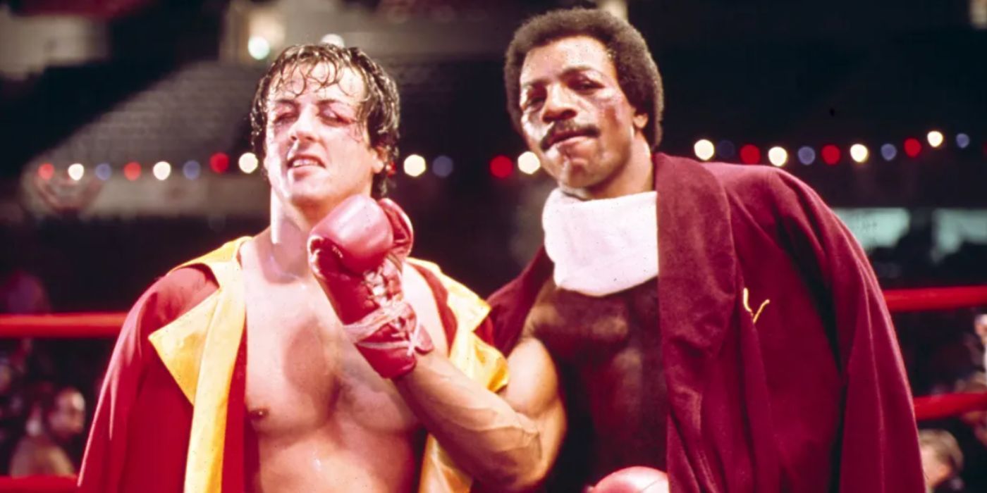 Rocky Balboa and Apollo Creed on the ring in 'Rocky'