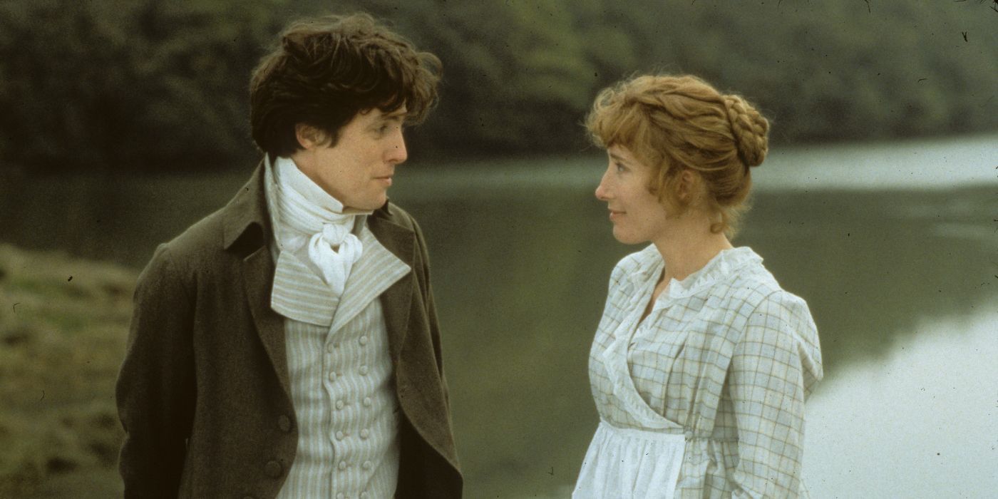 Edward and Elinor looking at each other in Sense and Sensibility.