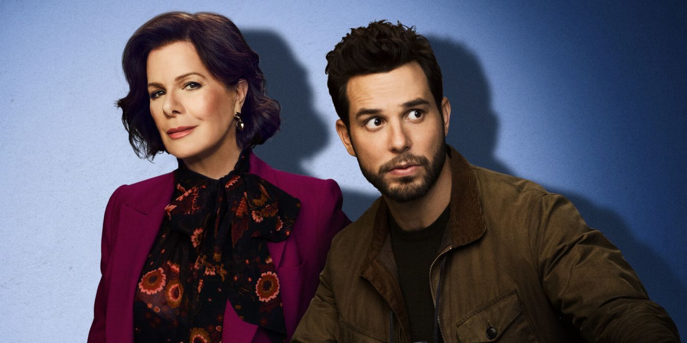 Skyler Astin and Marcia Gay Harden as Margaret and Todd on the poster for So Help Me Todd Season 2