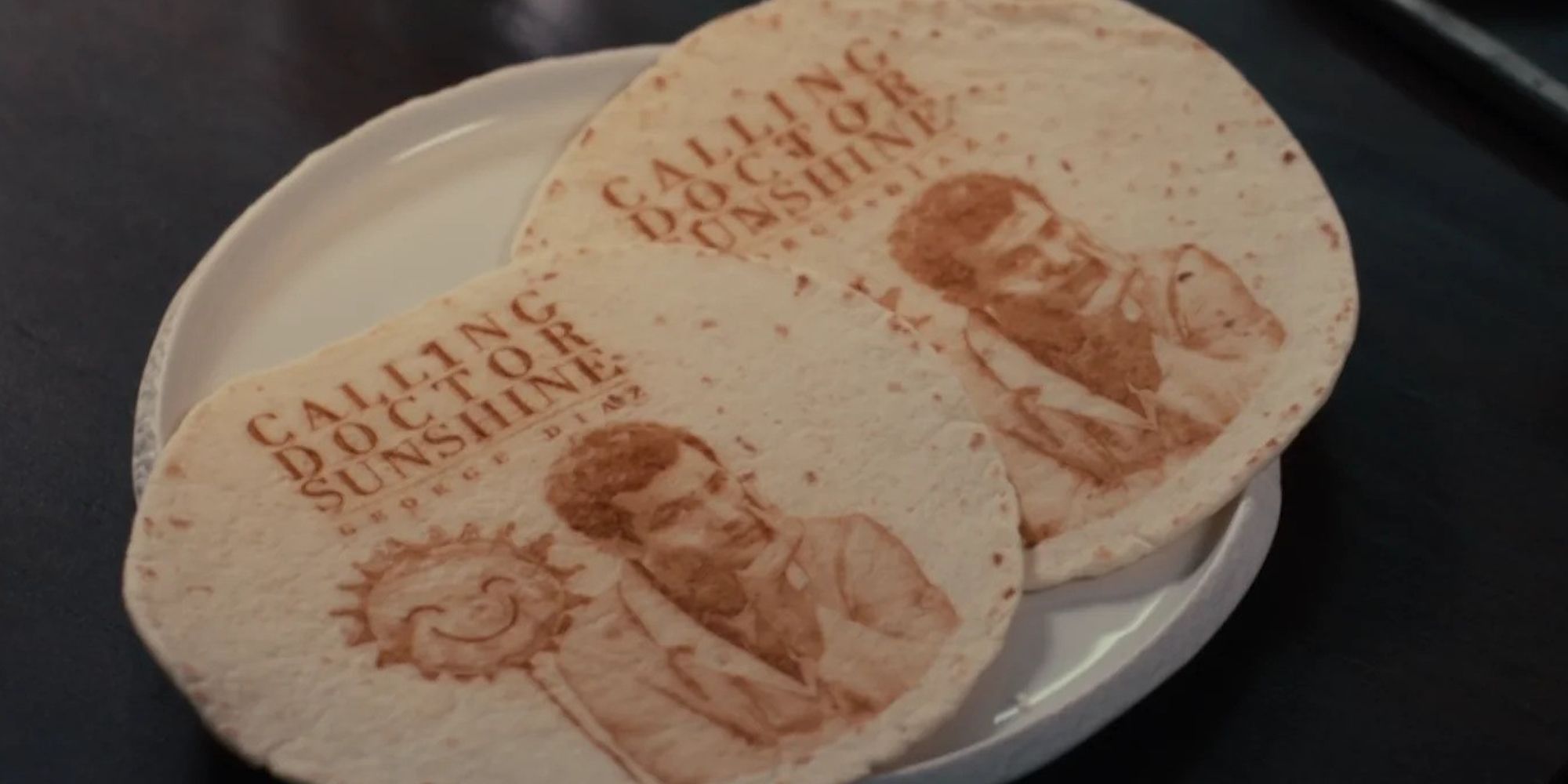 Tortillas with the image of a man in The Menu