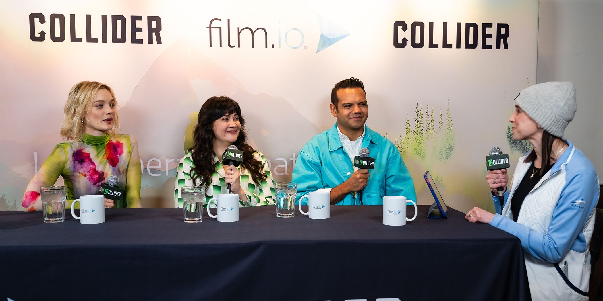 The cast smiling in an interview at Sundance 2024 for The Moogai