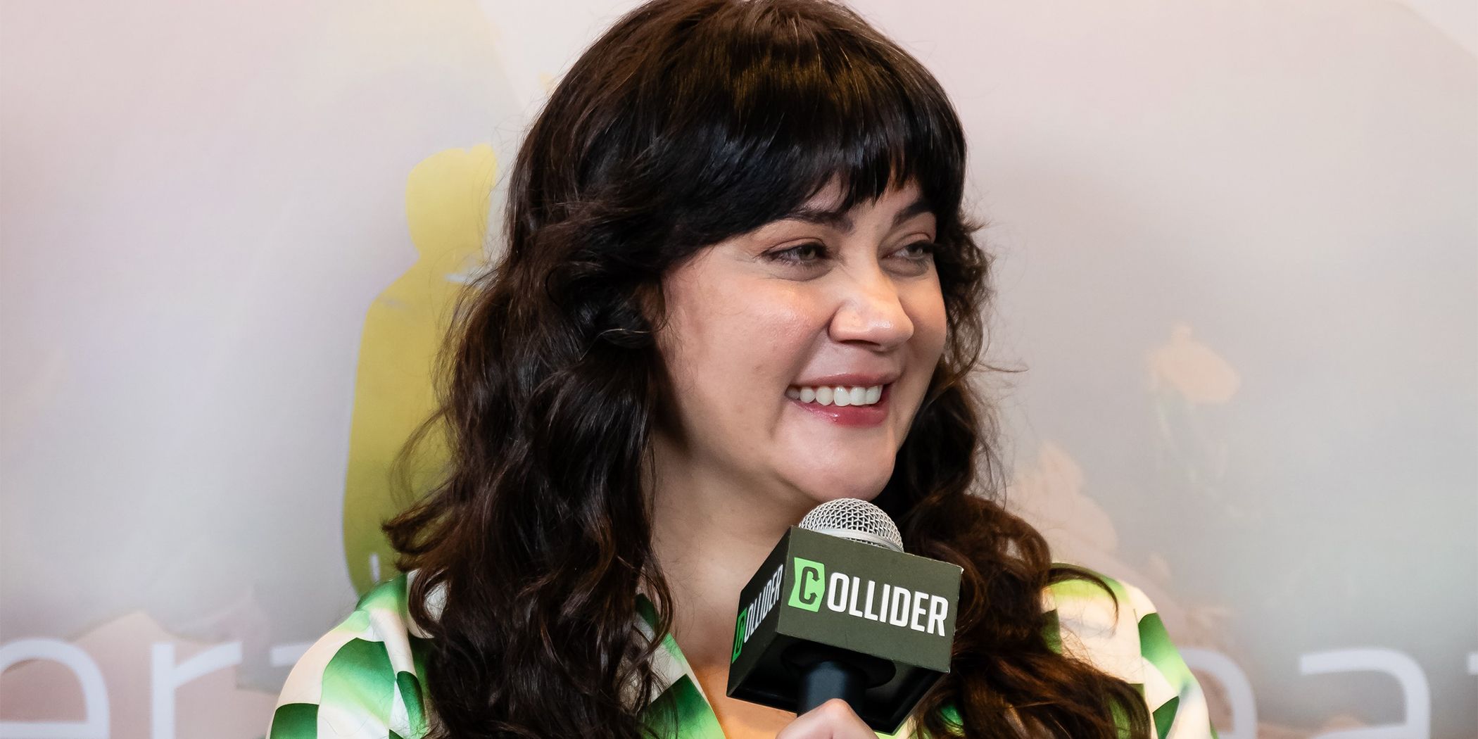 Shari Sebbens smiling in an interview for The Moogai at Sundance 2024