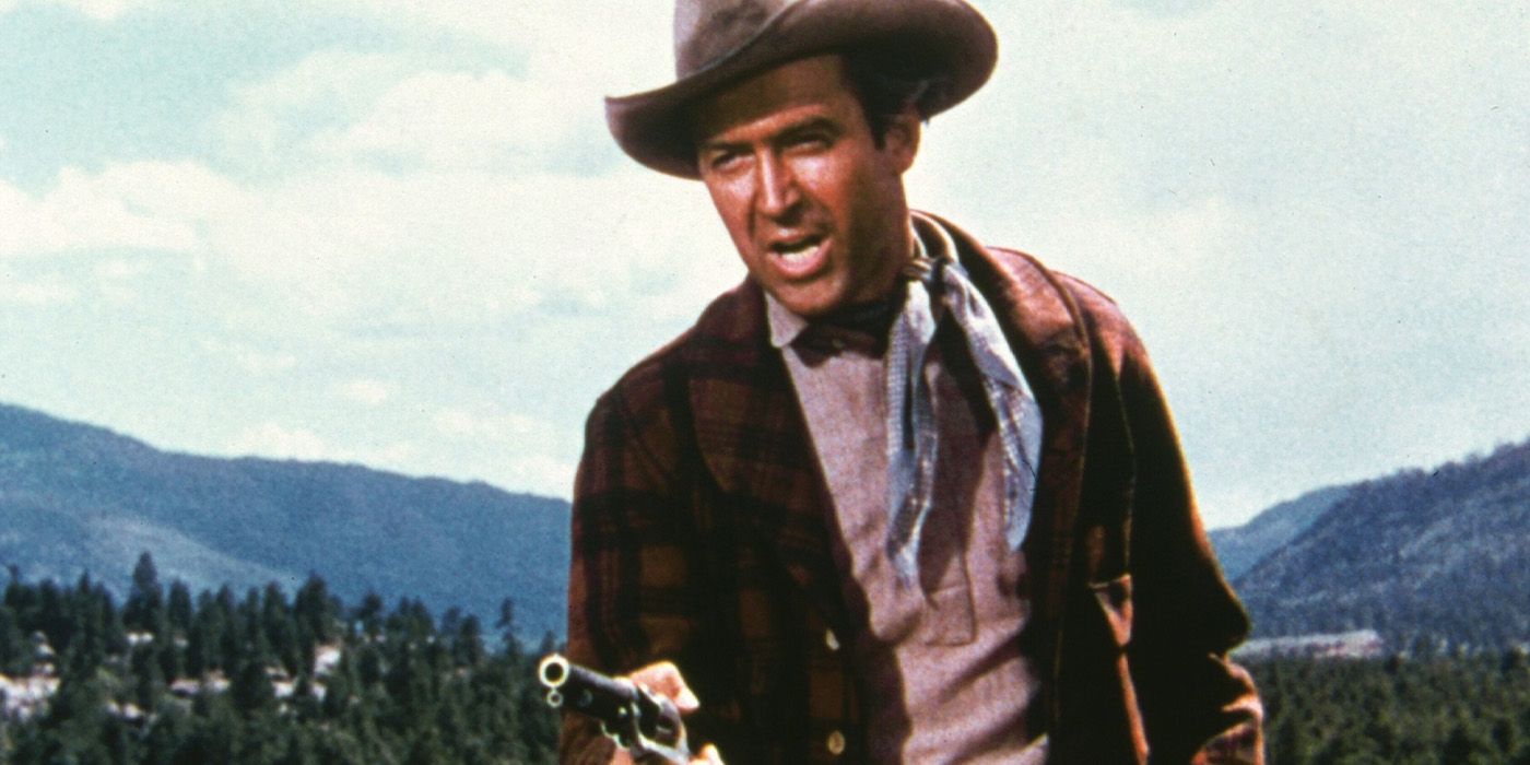 Howard Kemp (James Stewart) pulls a gun in 'The Naked Spur'