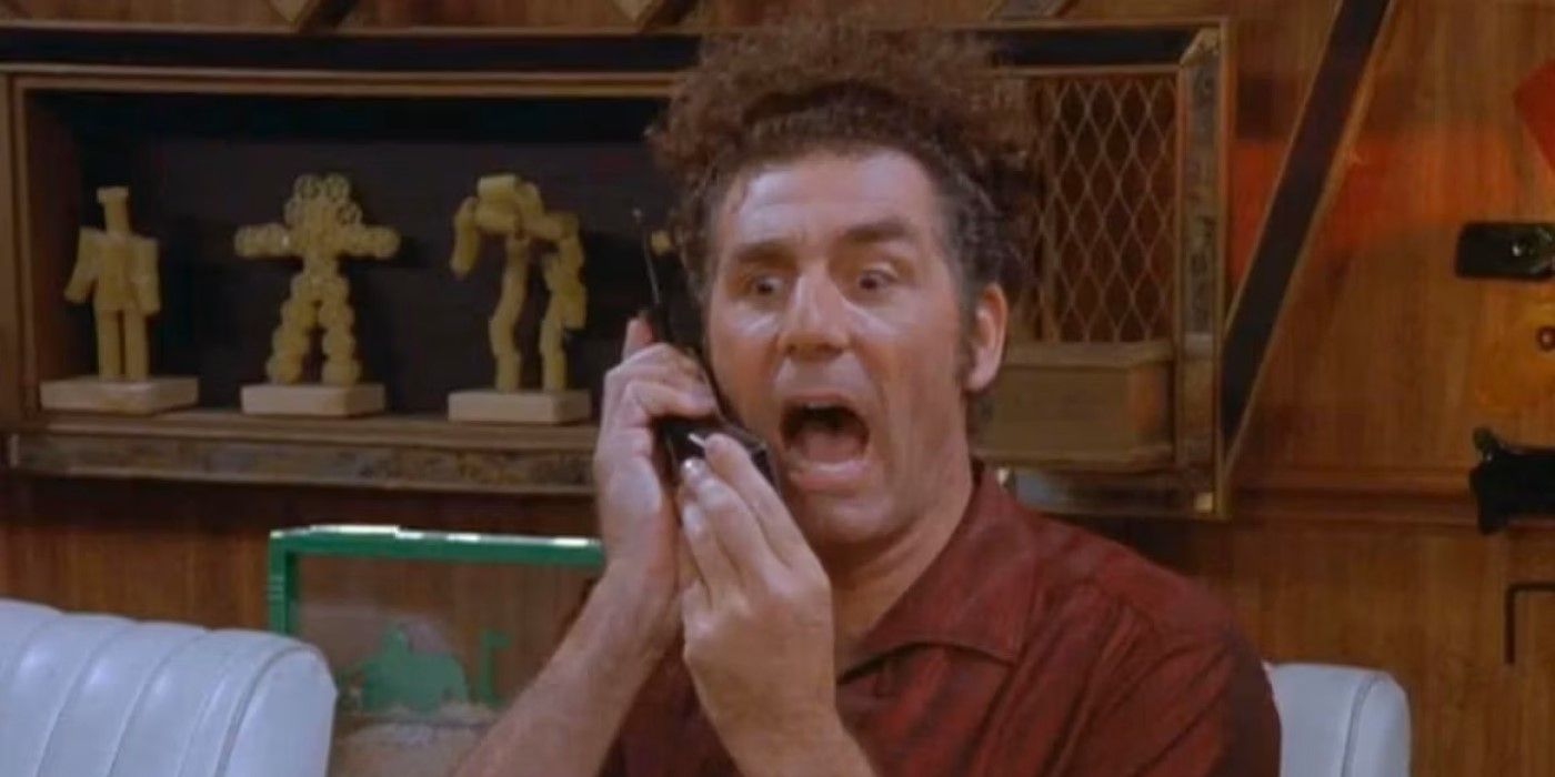 Kramer (Michael Richards) screaming into the phone in the &lsquo;Seinfeld&rsquo; episode &ldquo;The Pool Guy&rdquo;